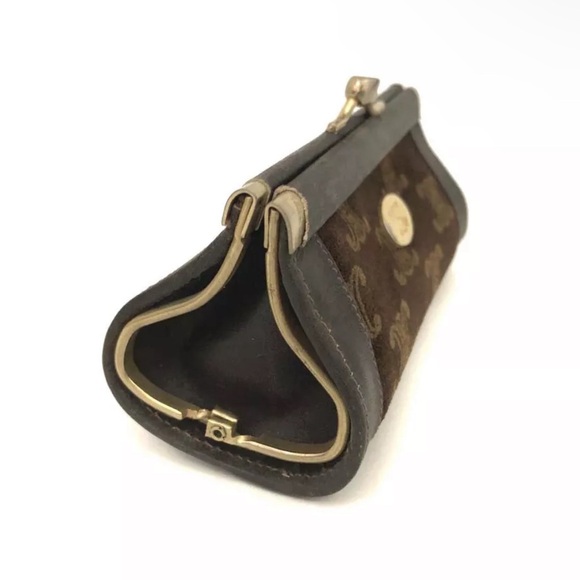 CELINE Macadam Suede Leather Coin Purse Wallet Vintage Triomphe Carriage - Picture 4 of 14